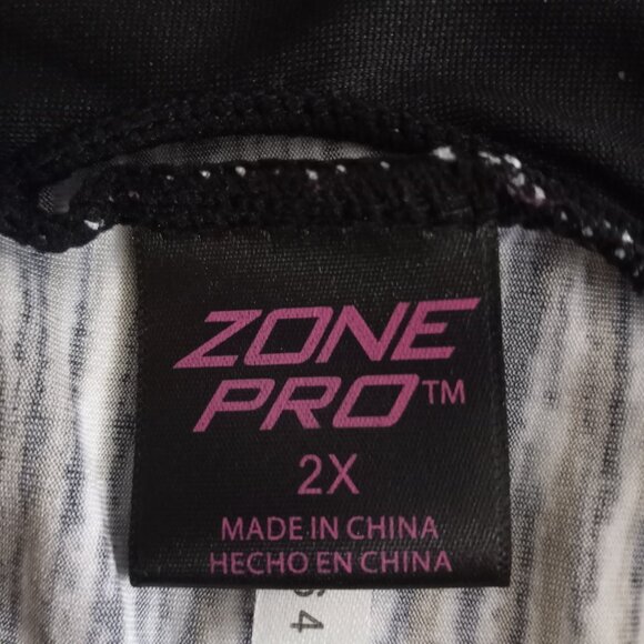 Zone Pro Womens 2X Sports Bra Racerback Wireless Marled Black White - Picture 4 of 5